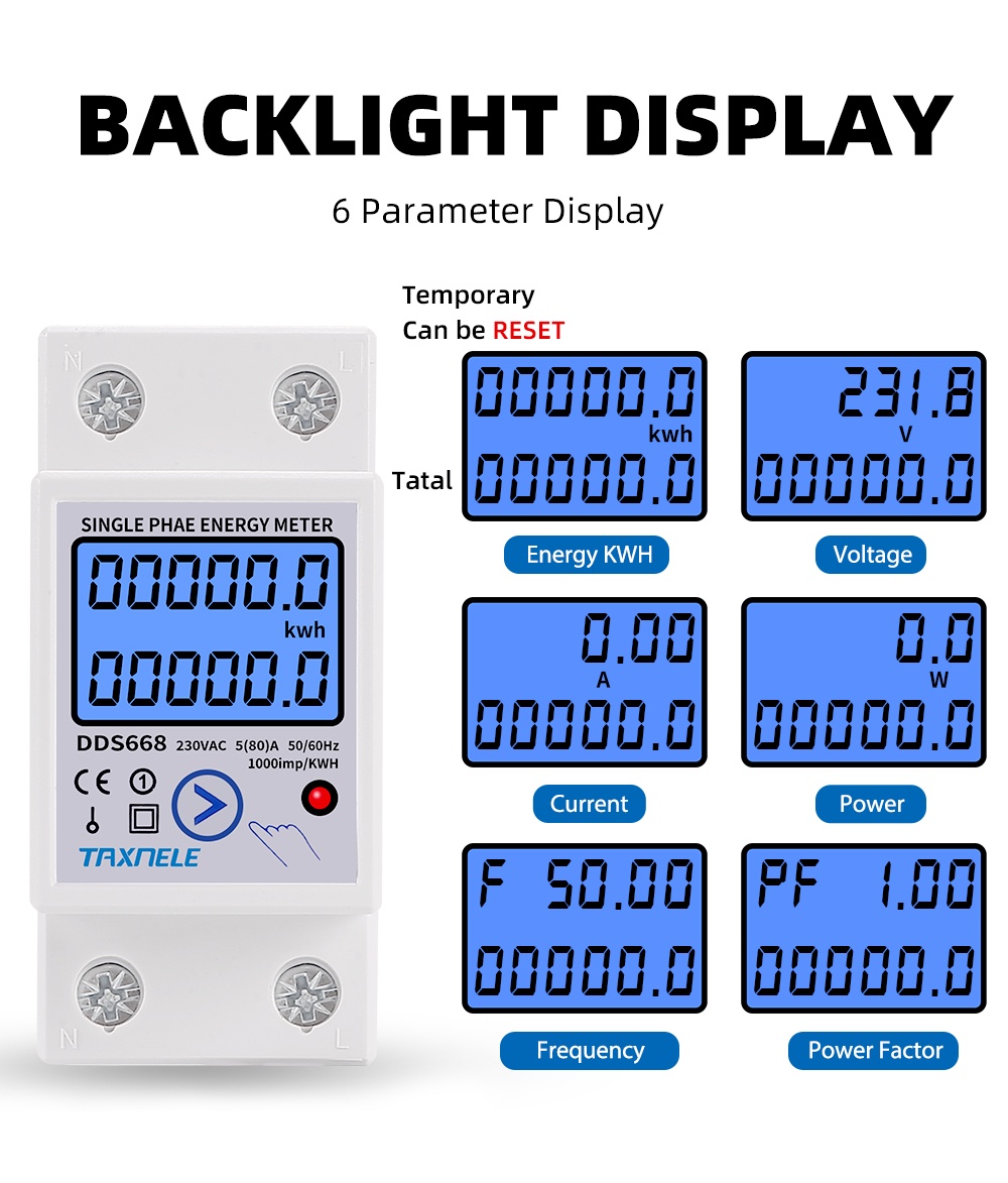 Digital Energy Meter LCD 220V Single Phase DIN-Rai... - Vicedeal - View #7