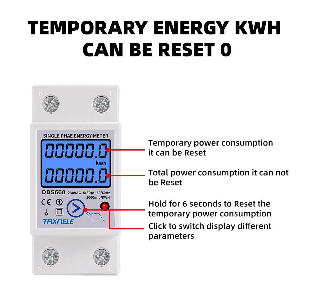 DDS662 DDS668 Din Rail LCD Backlight Single Phase Energy Meter kWh ...