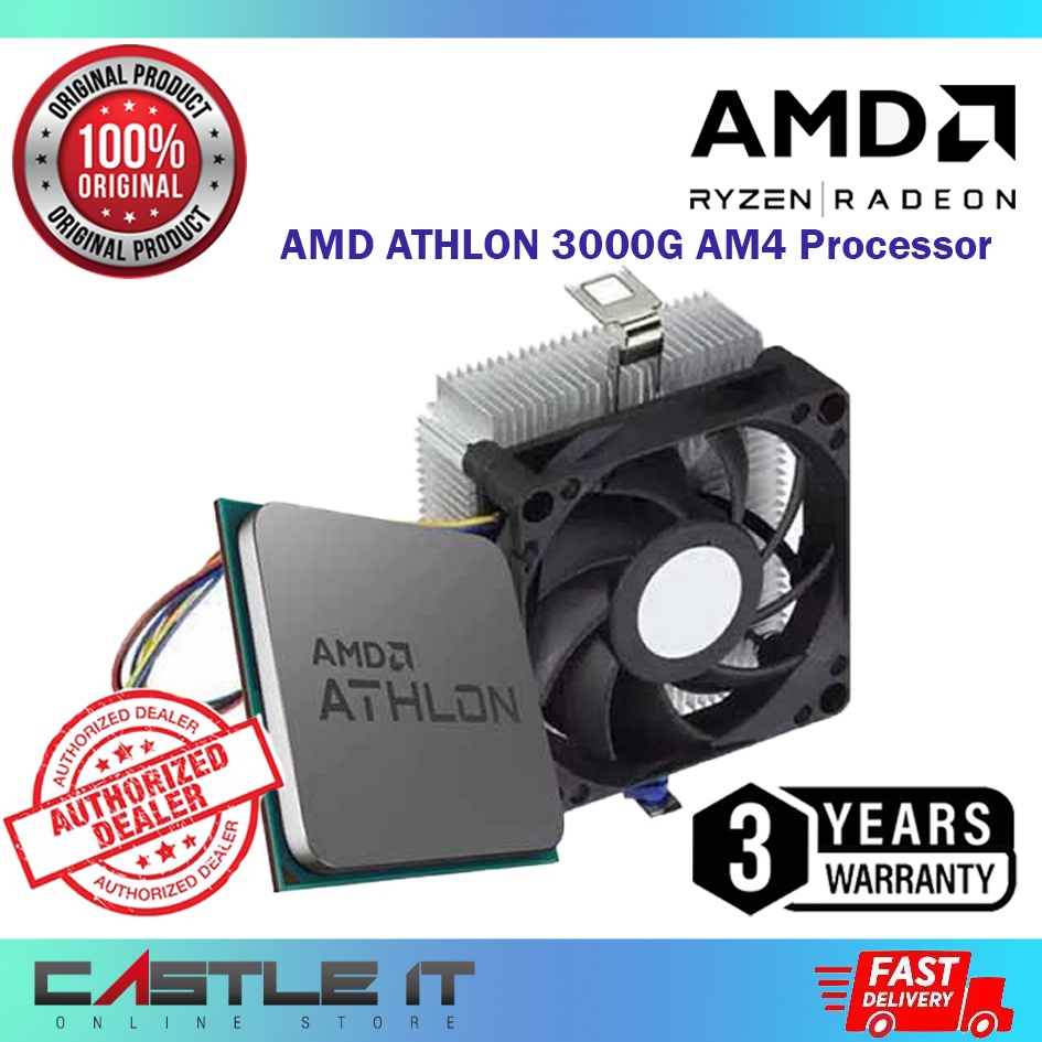 AMD ATHLON 3000G AM4 Processor with Radeon Graphics 2 Cores 4