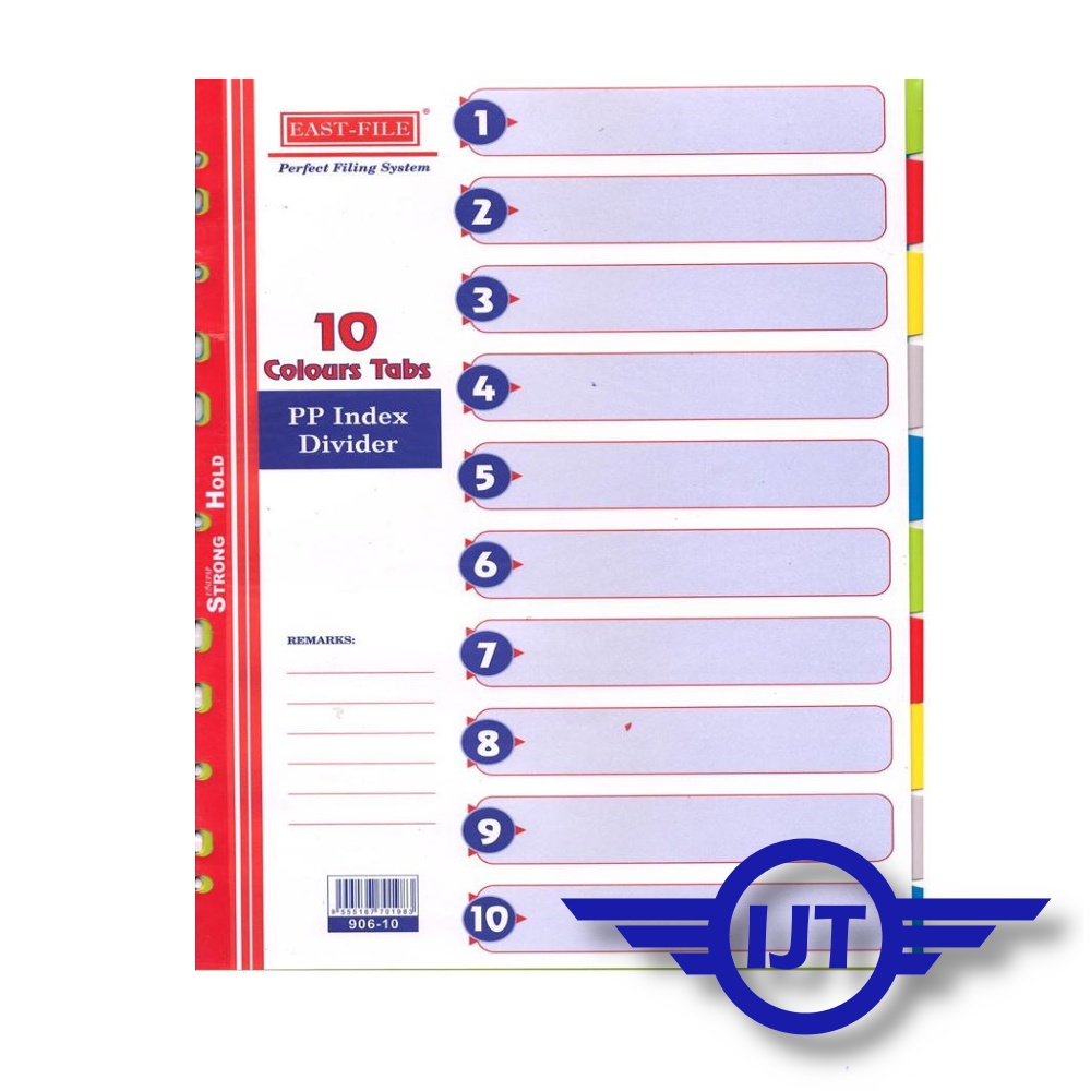 EAST-FILE 906-10 A4 Colourful High Quality PP Index Divider / File ...