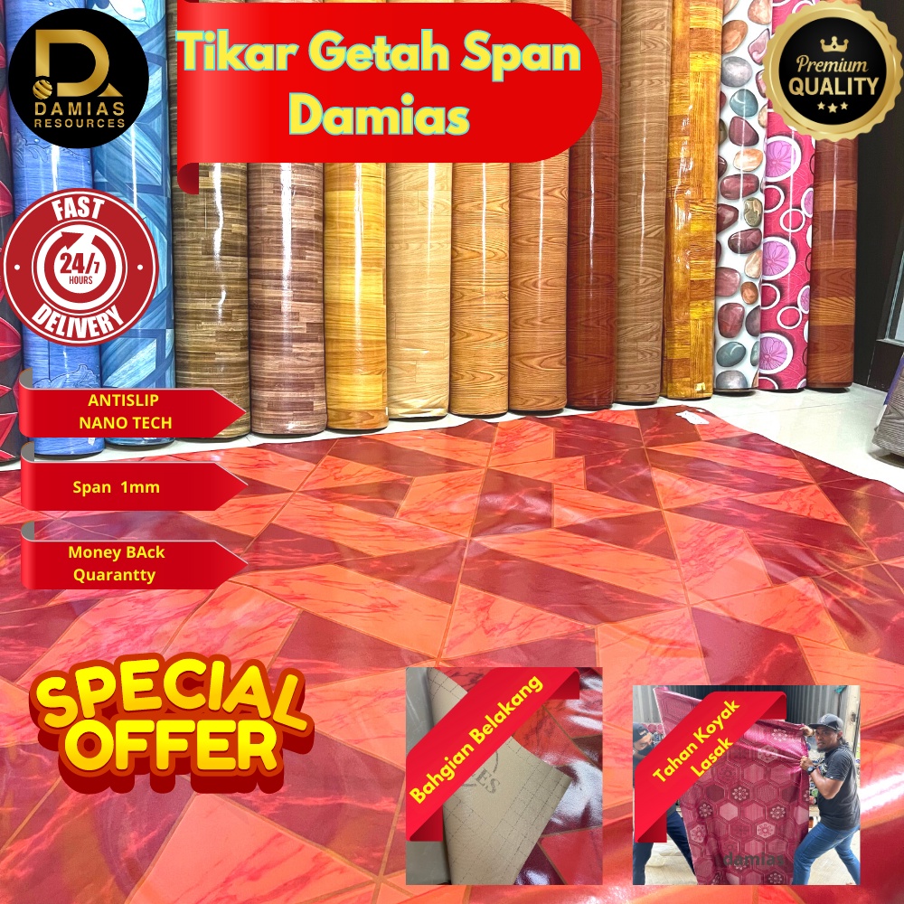 Tikar Getah Span (Size 1 Meter X 1.83 Meter Tebal 1mm) Span Rubber Mat ...