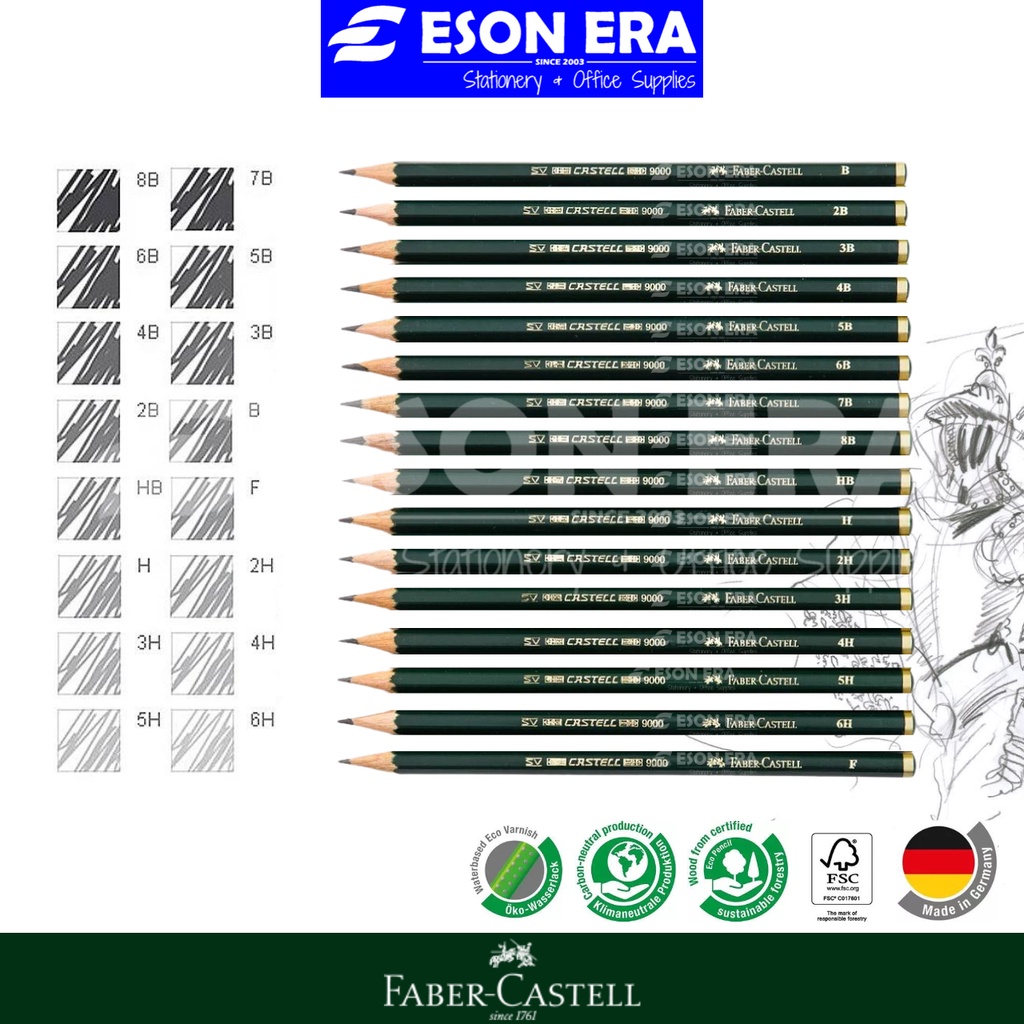 2b Pencils 12 Pencil Castell 9000 Set , Assorted Colors Shop Faber Castell