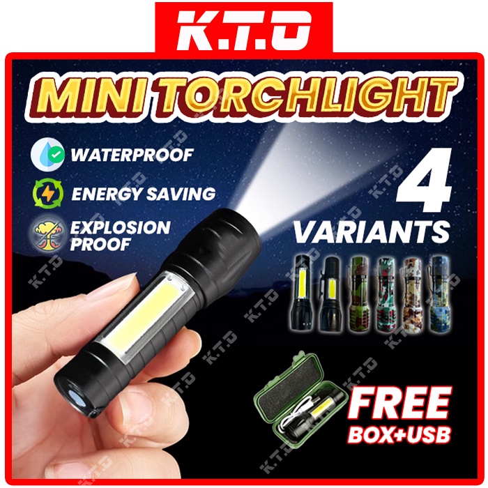 Portable Mini Torch Light USB XPE+COB 4 Modes LED Waterproof LED