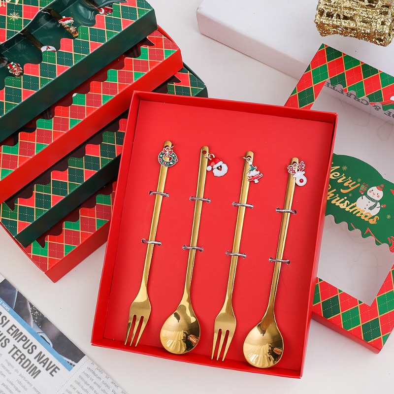 Creative Christmas Fork Spoon Set / Cartoon Figure Stainless Steel ...