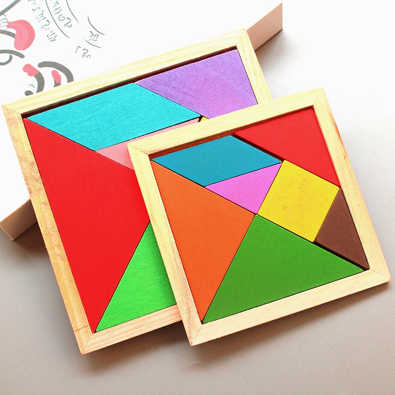 Wooden Tangram Puzzle Shape Blocks Jigsaw Puzzles Games Kids Children ...