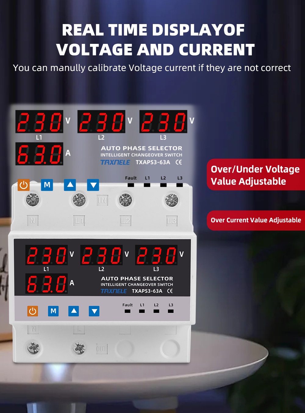 Over Under Voltage Protector ATS Automatic Transfer Switch Phase ...