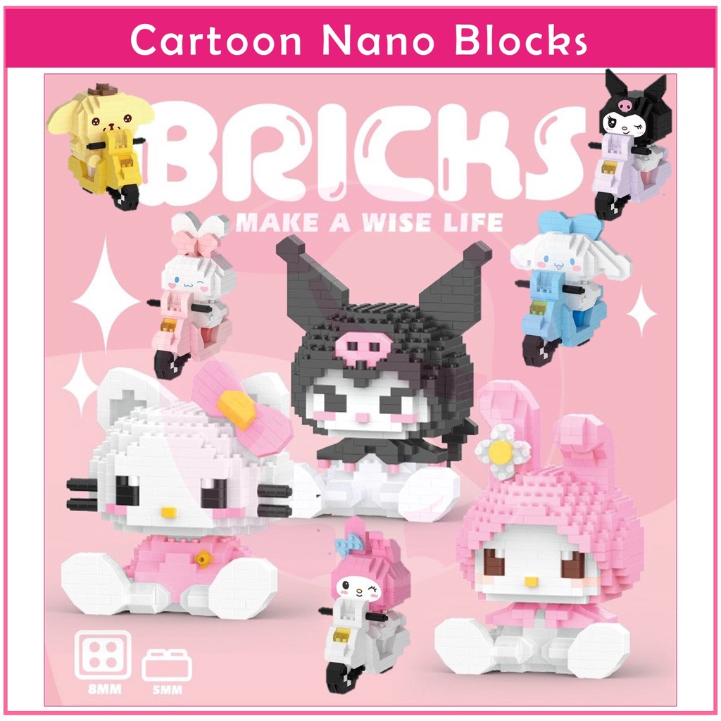 Kuromi Melody Hello Kitty Cinnamoroll Building Blocks Micro Bricks ...