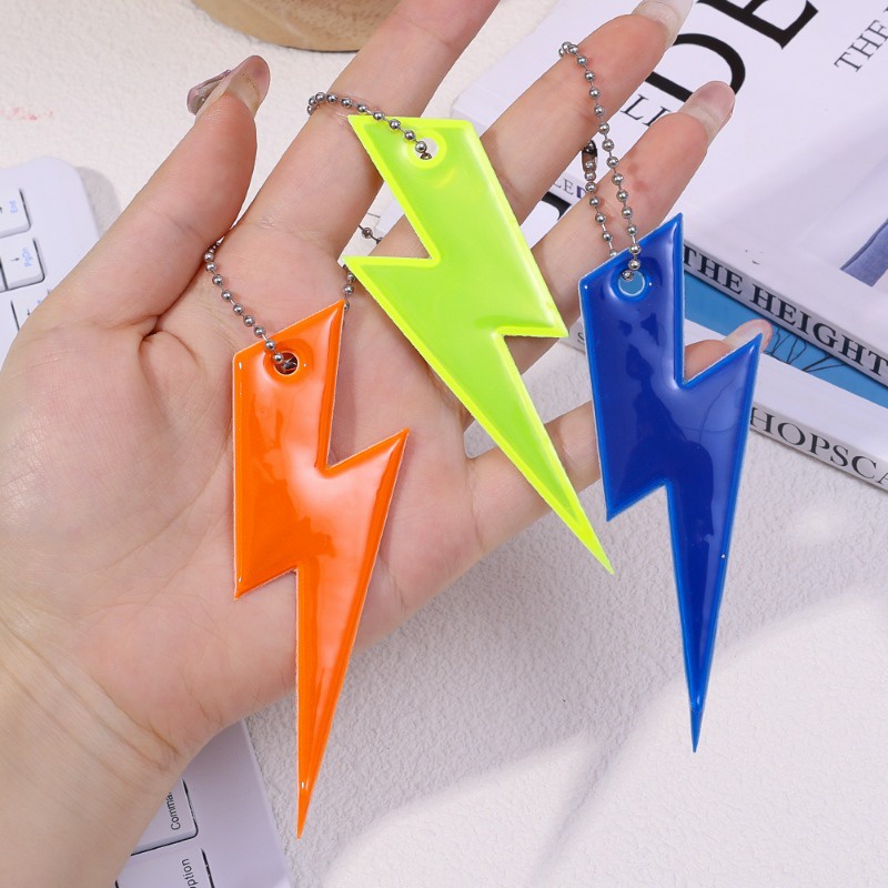 High Visibility Reflective Pendant Keychain Lightning Shape for Bags ...