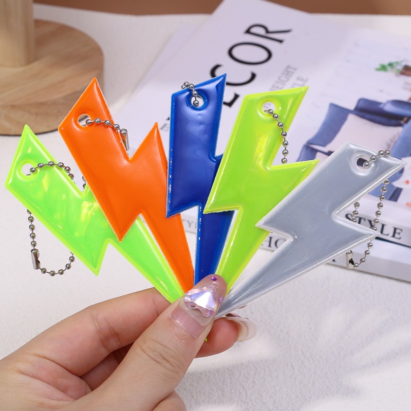 High Visibility Reflective Pendant Keychain Lightning Shape for Bags ...