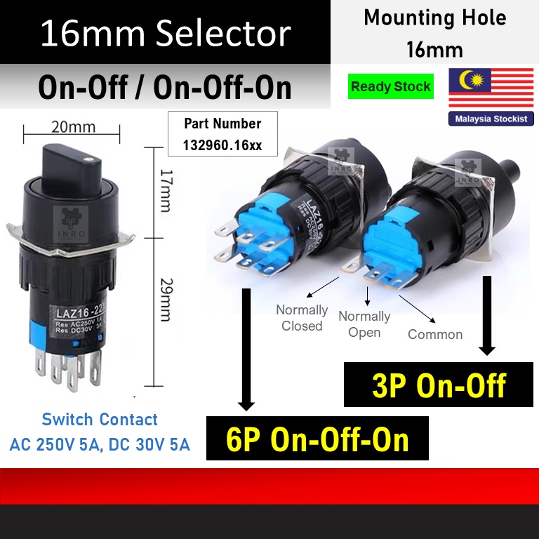 16mm Selector Switch Industrial Switch ON OFF ON | Shopee Malaysia