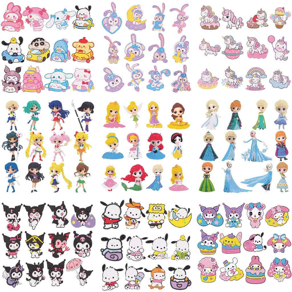 TOYSSAFARI Diamond Painting Sticker Kit Sanrio Princess Animal ...