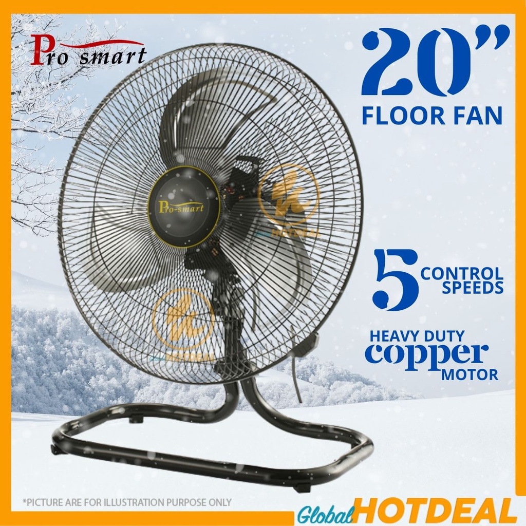 PRO-SMART 20" Floor Fan Heavy Duty Copper Motor 5 Speeds Wind Kipas ...