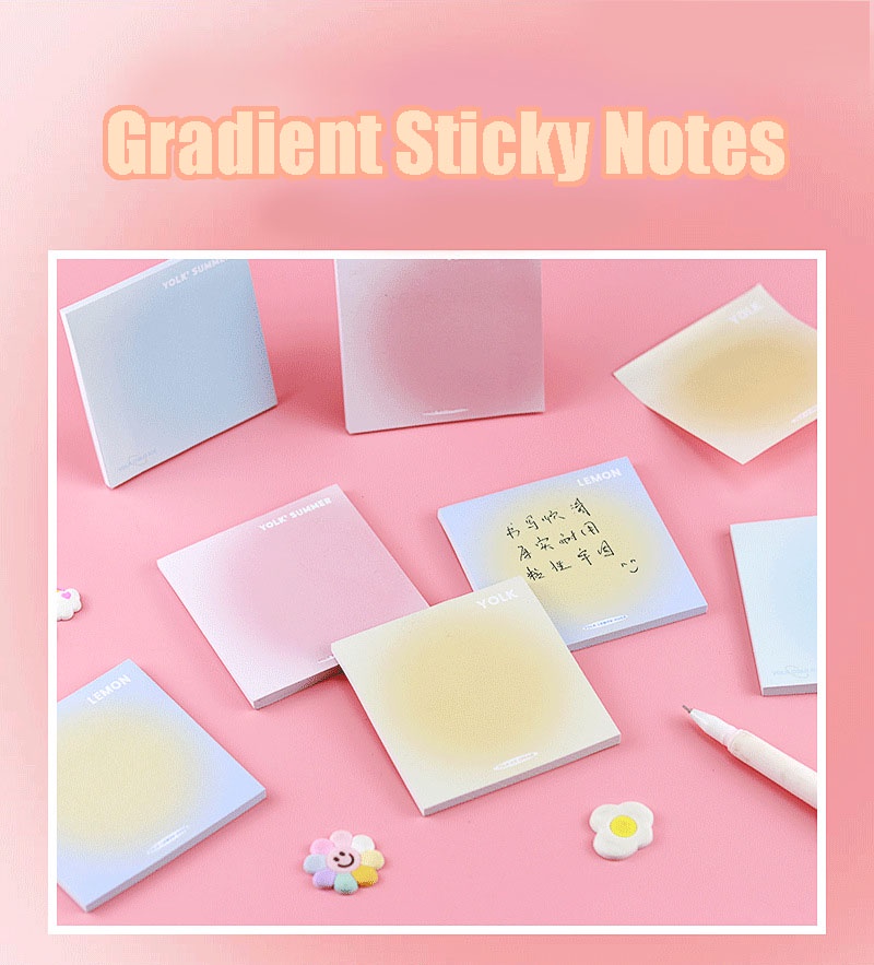 50Sheets Gradient Sticky Notes Colourful Memo Pad Note Paper Stationery ...
