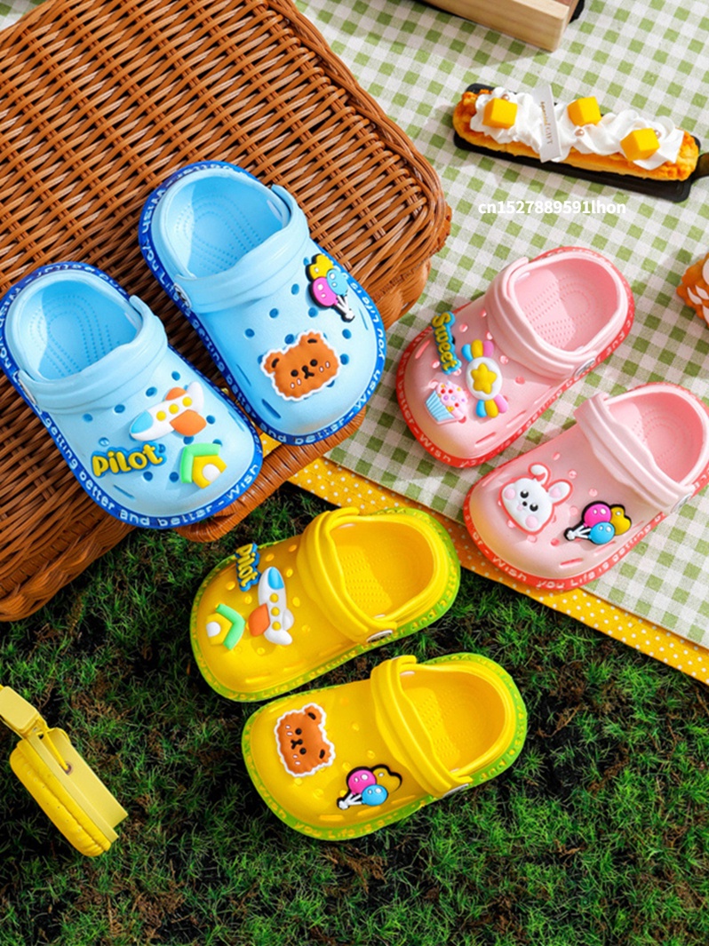 Summer Kids Sandals Cute Boy Girl Mules Cartoon Baby Rubber Soft Sole ...