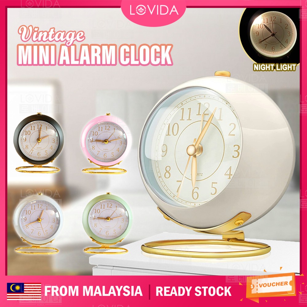 LOVIDA Retro Analog Alarm Clock Bedroom Beside Table Desktop Simple ...
