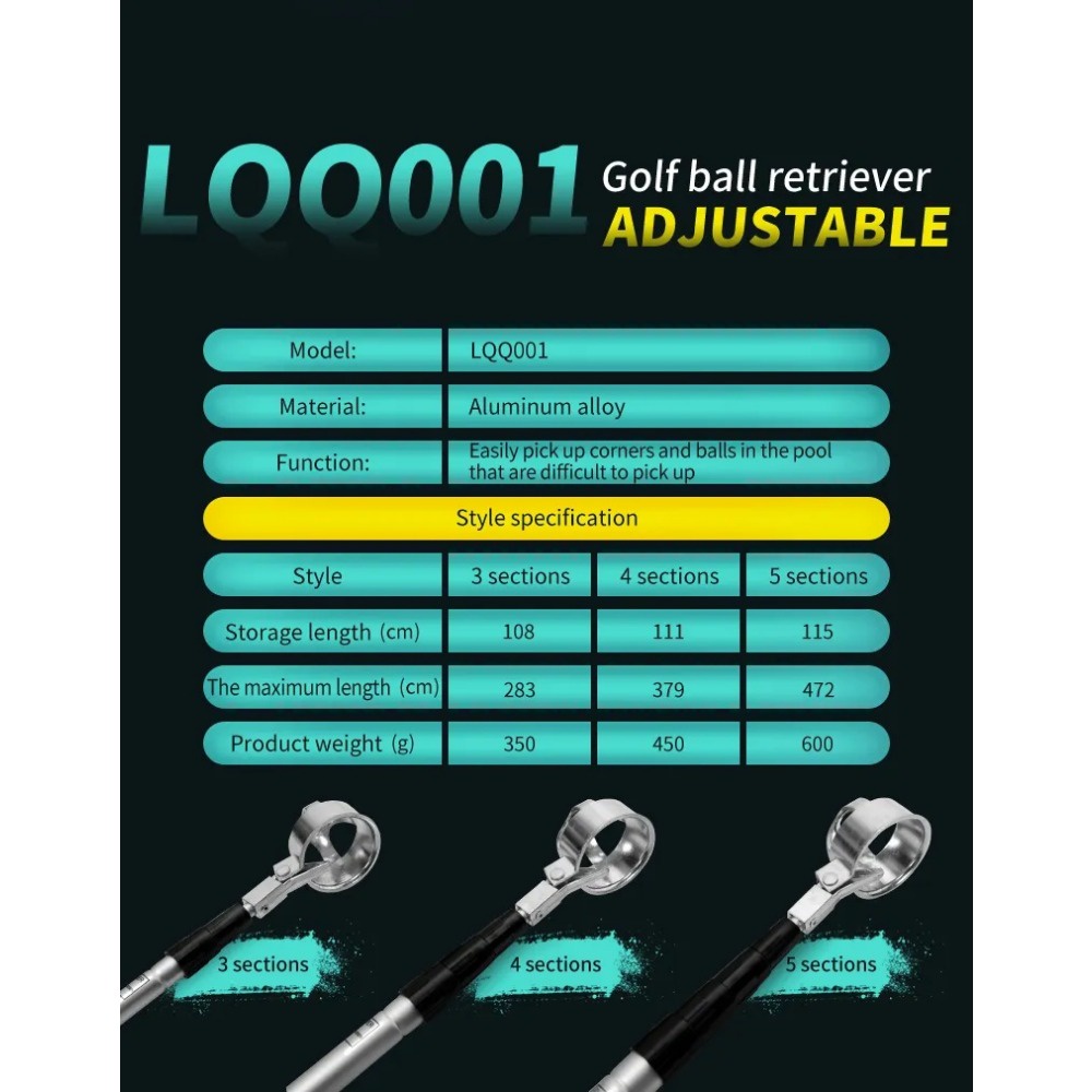 PGM LQQ001 Golf Ball Retriever Telescopic Golf Fishing Rod Telescopic ...