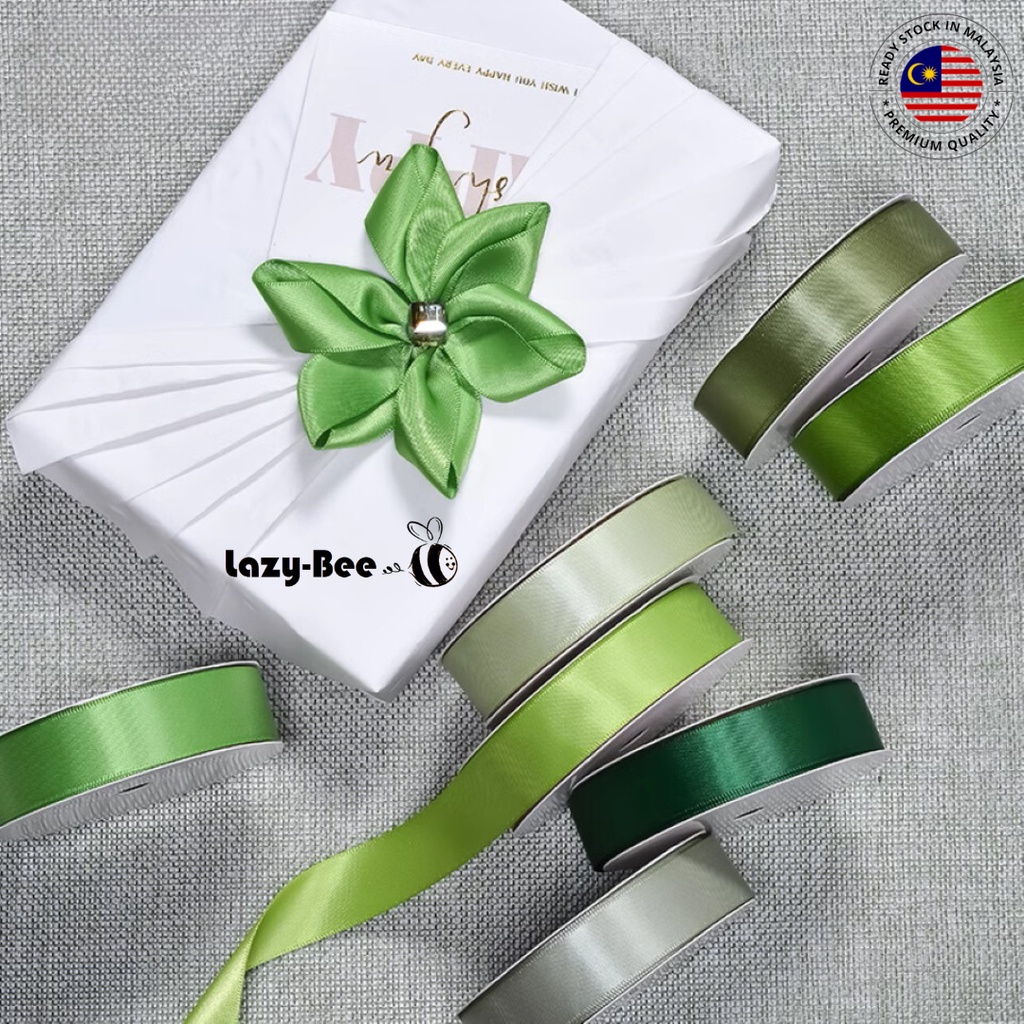 LAZY BEE Light Green 5 Meters Premium Double Faced Satin Ribbon DIY ...