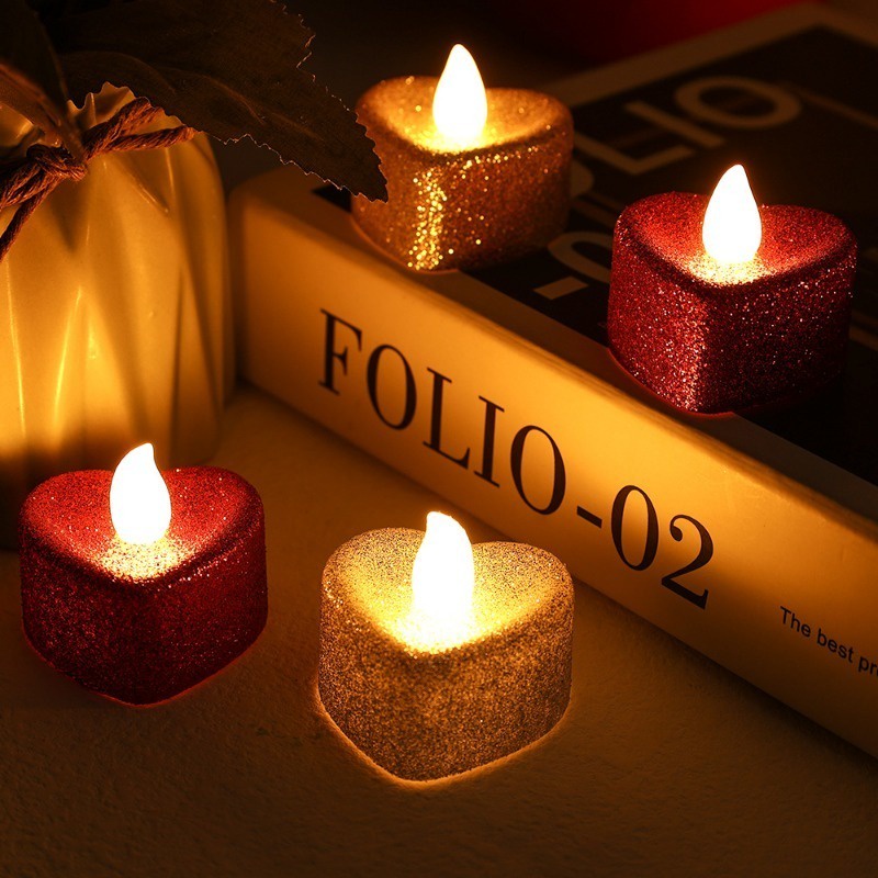 Heart Round LED Candle Lights / Romantic Flameless Night Lamp / Battery ...