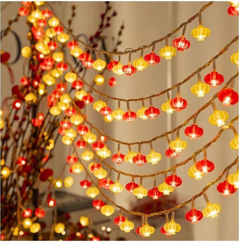 中国新年灯笼 2024 Traditional Red Lantern Chinese Knot LED String Lights ...