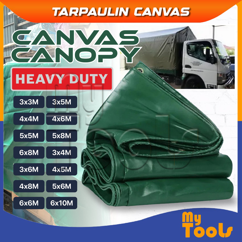 Mytools Tarpaulin Canvas Canopy (Green) Heavy Duty Cover Canvas Outdoor ...
