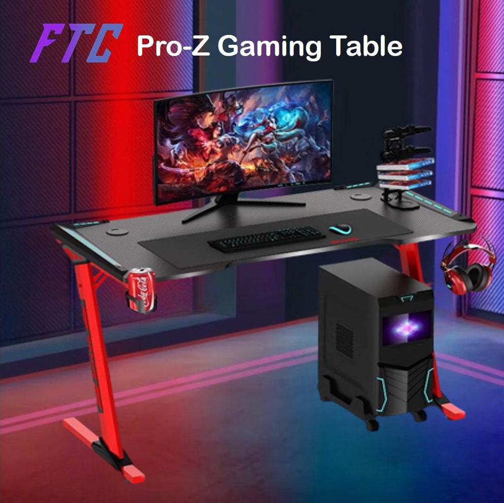 FTC ProZ Gaming Table with RGB Light + Carbon Fiber Texture Surface