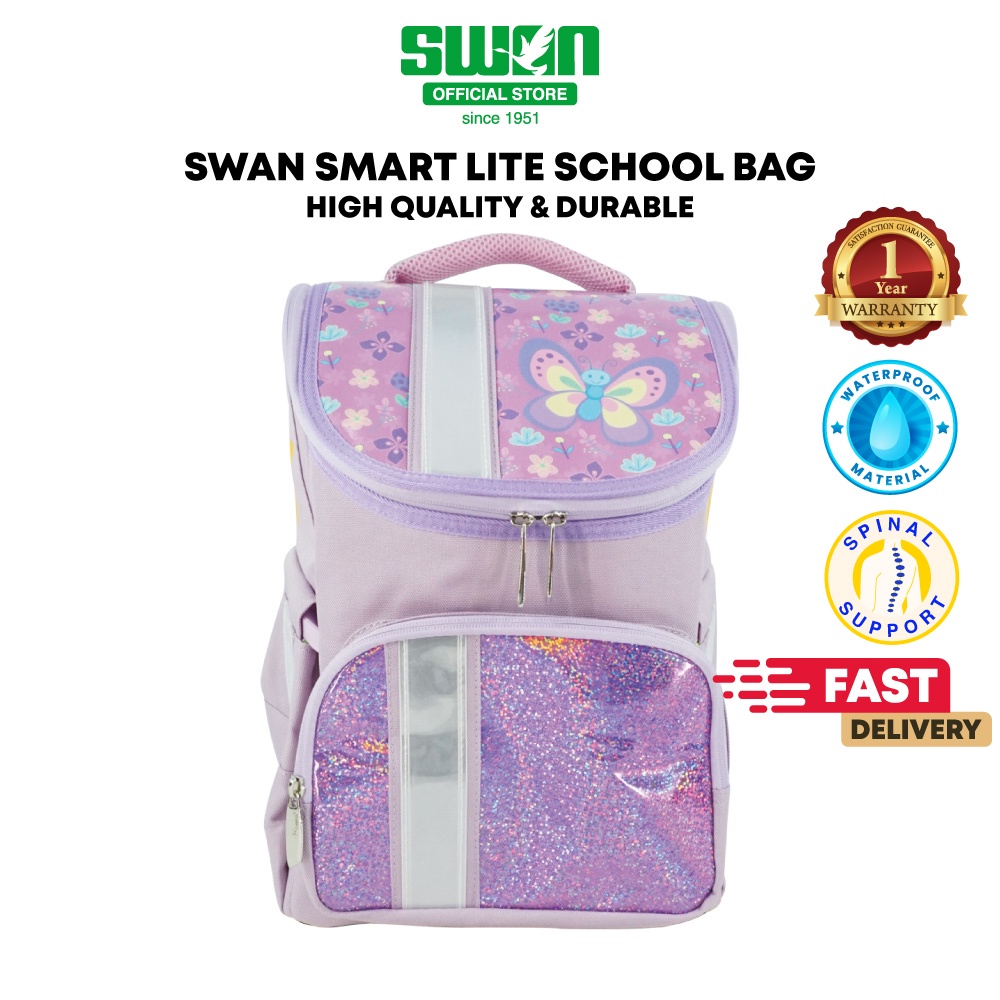 Swan Smart Lite 2 Butterfly School Bag With Spinal Protection Back
