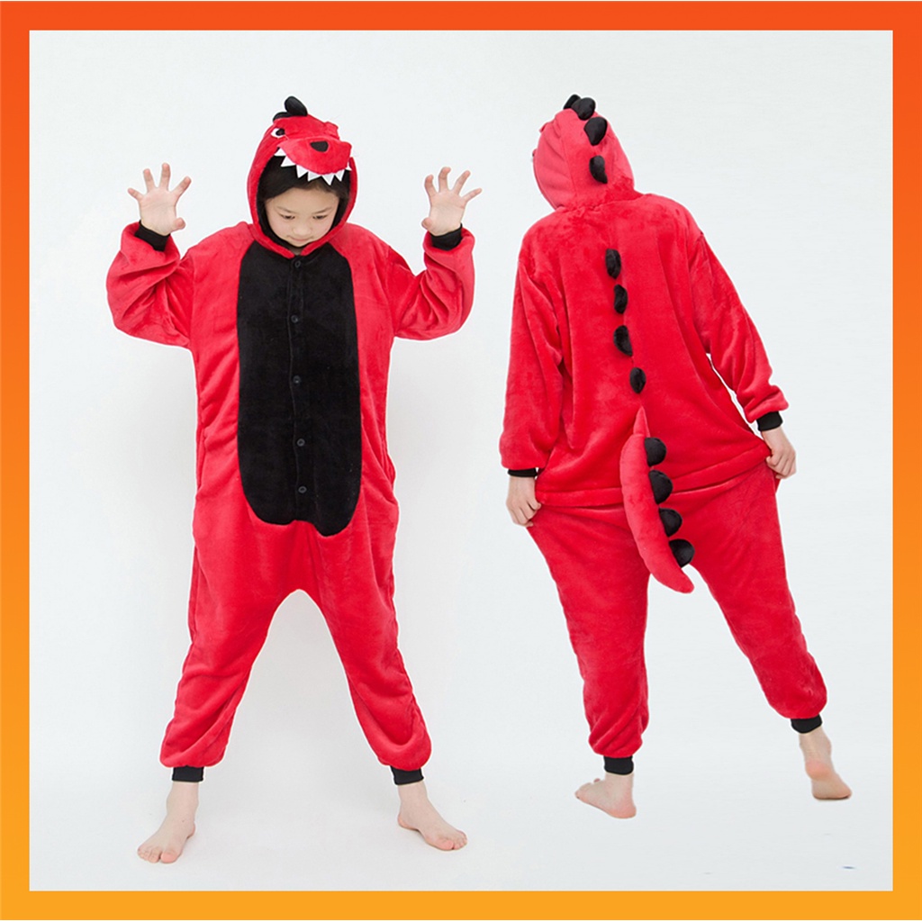 Kigurumi Red Dinosaur Stitch Onesies Kids Children Animal Cartoon