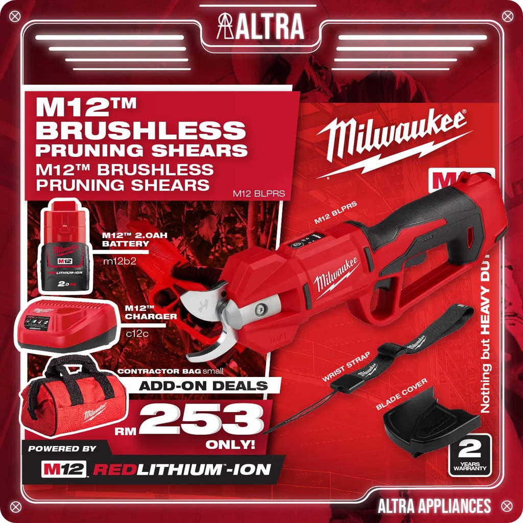 MILWAUKEE M12™ Brushless Pruning Shears M12 BLPRS Shopee Malaysia