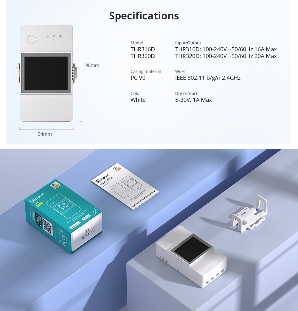 Sonoff TH Elite Origin THR320D THR320 Smart Temperature Humidity ...