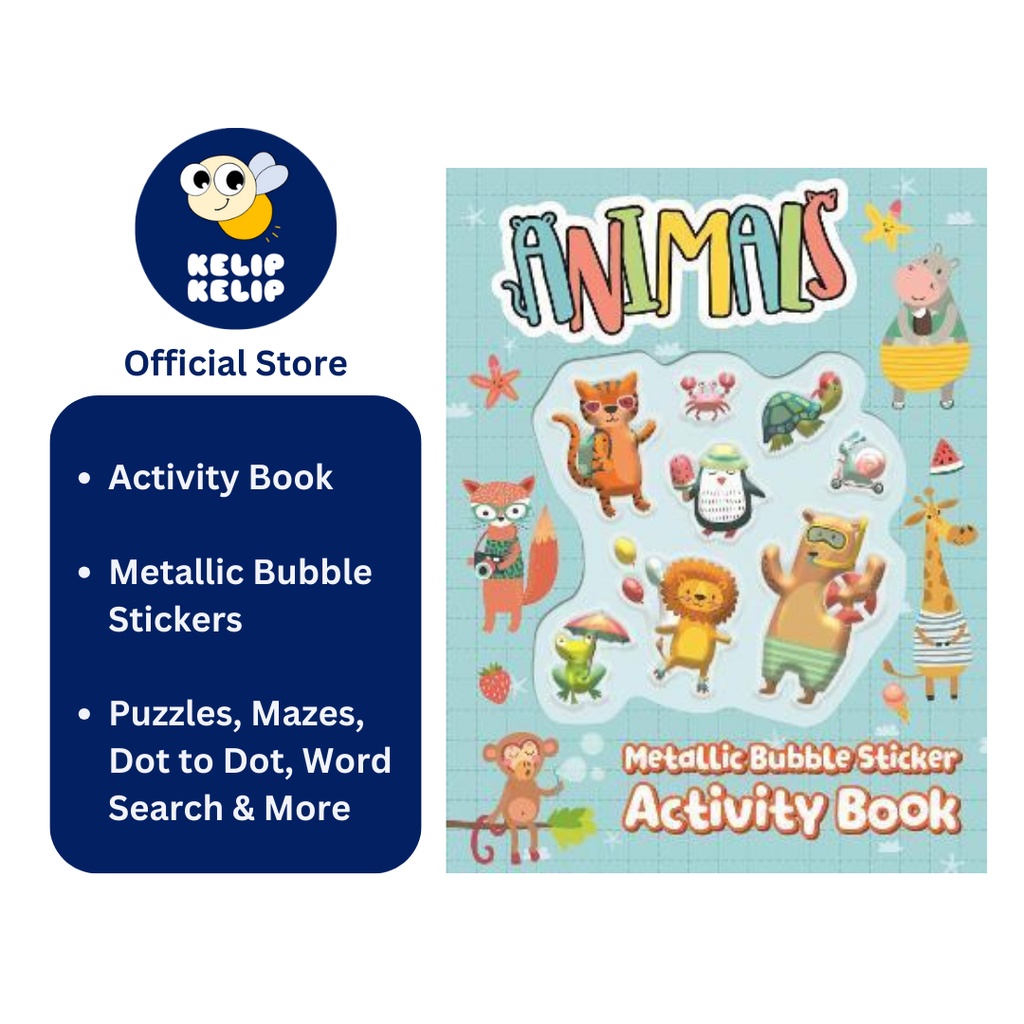Animals Metallic Bubble Stickers Activity Book For Kids With Fun Mazes