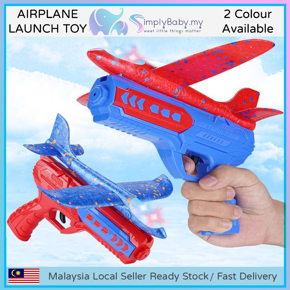 SIMPLYBABY Foam Airplane Launcher Toy Outdoor Shooting Glider Plane ...