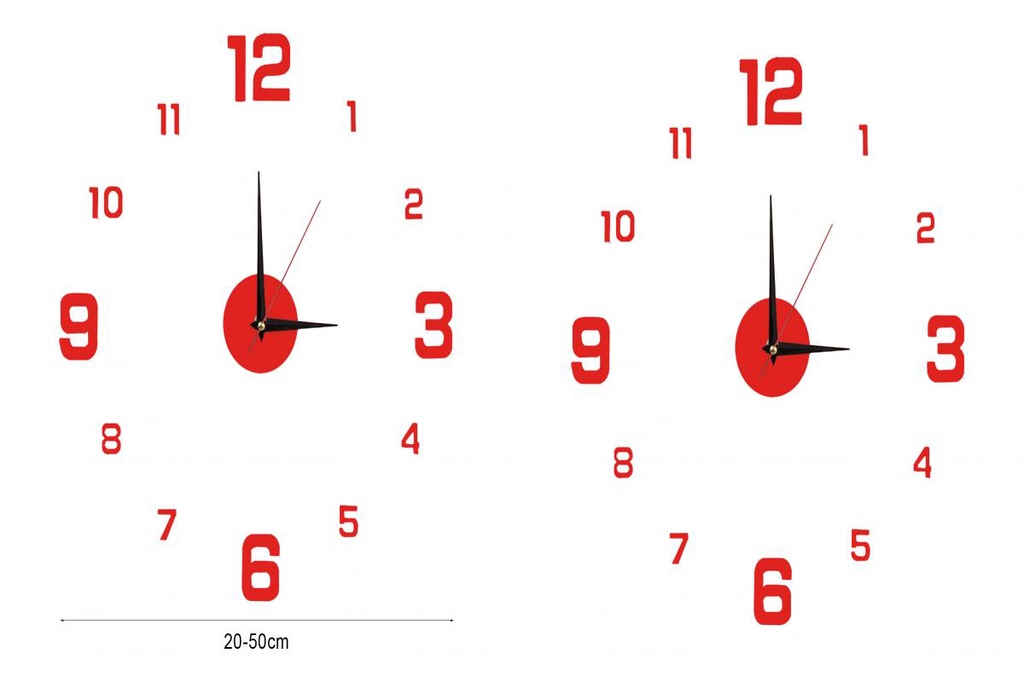 GRH Punchfree Ticking Clock for Home Night Light 3D Real Big Wall