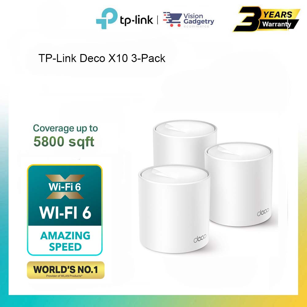 TP-Link Deco X10 AX1500 Whole Home Mesh Wi-Fi 6 System (1 Pack/2