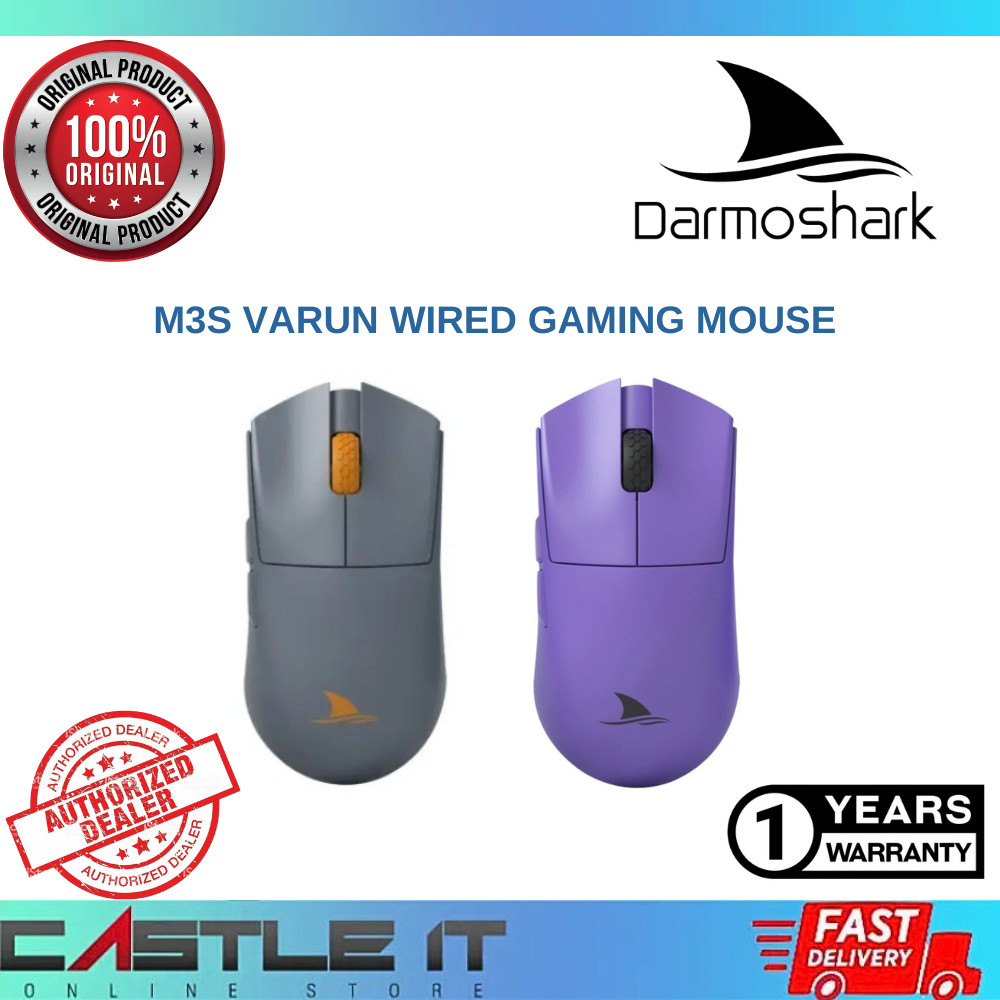 Darmoshark M3S Varun Purple / Grey Wired Esports Gaming Mouse ...