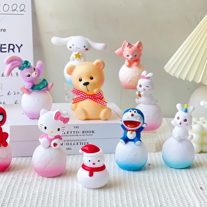 Kawaii 3D Sanrio Moon Night Light Cinnamoroll Kuromi Melody Figure ...