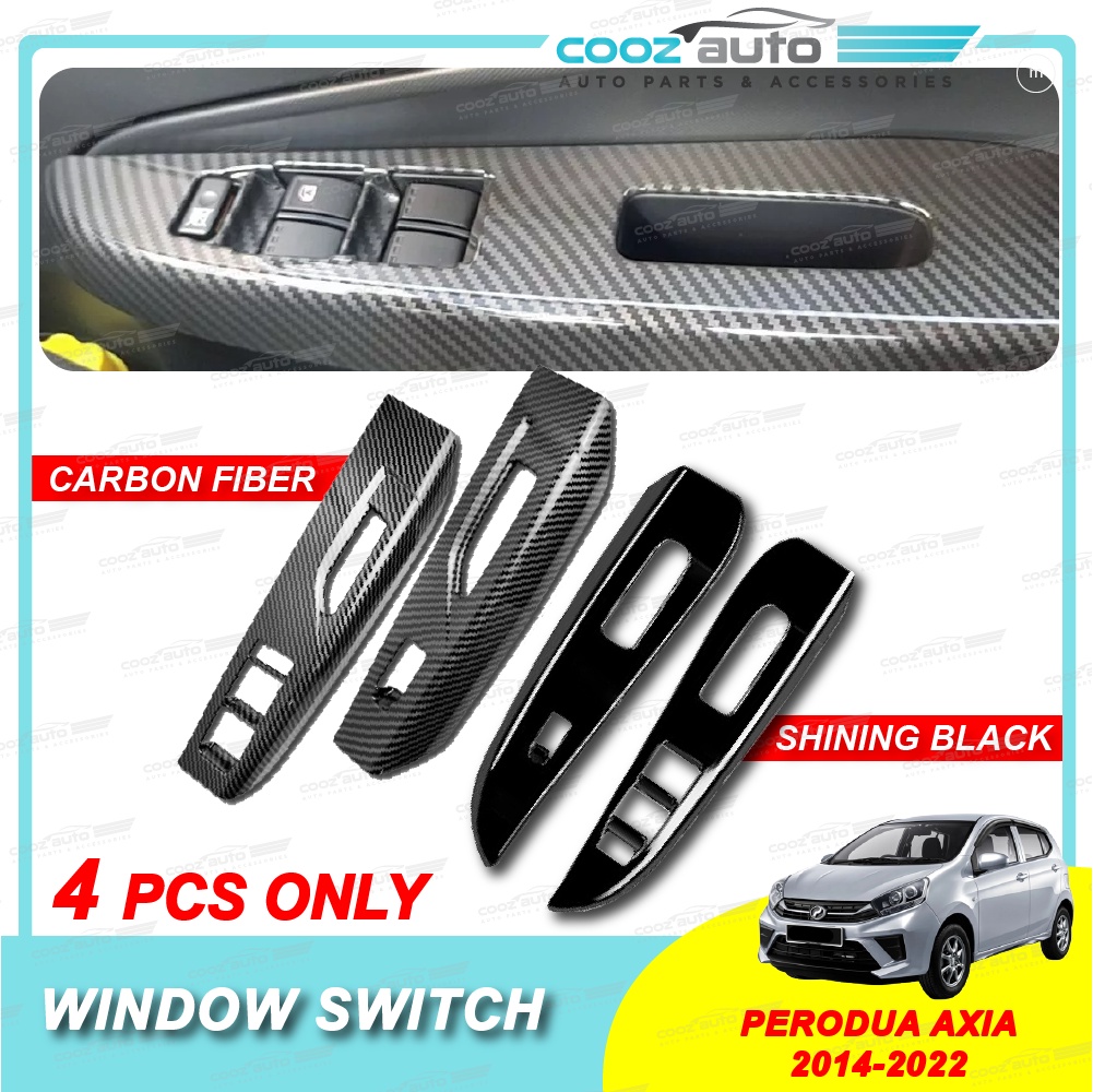 Perodua Axia Car Window Switch Panel Frame Cover Garnish Accessories Glossy Black