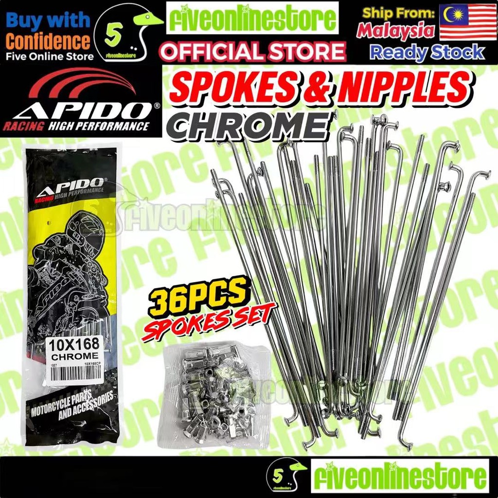 APIDO Chrome Spokes And Nipples Spoke Chrome EX5 LC135 KRISS WAVE125 ...