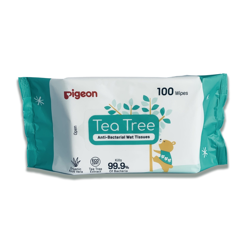 Original Pigeon Tea Tree Anti-Bacterial Wet Tissues Wipes Tisu Basah ...