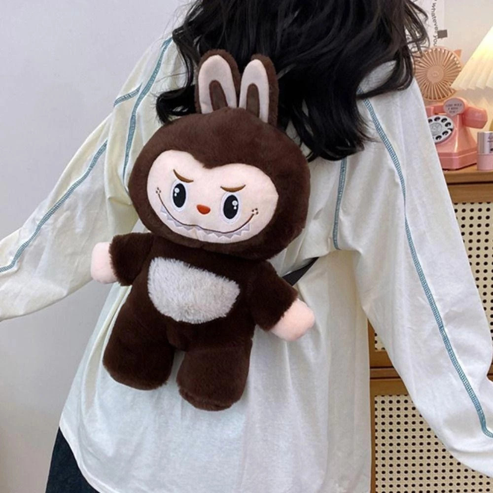 Labubu Student Bag Soft Lovely Plush Backpack Creative Fluffy Style ...