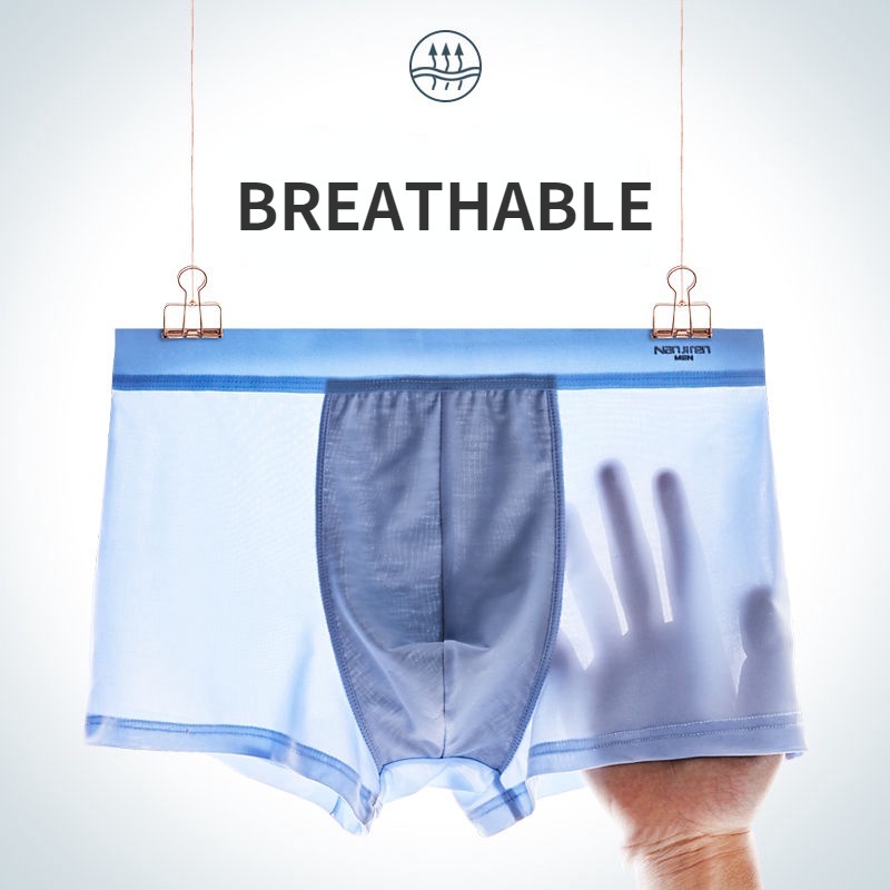 [Nanjiren] men boxer Ice Silk men boxer underwear men graphene ...