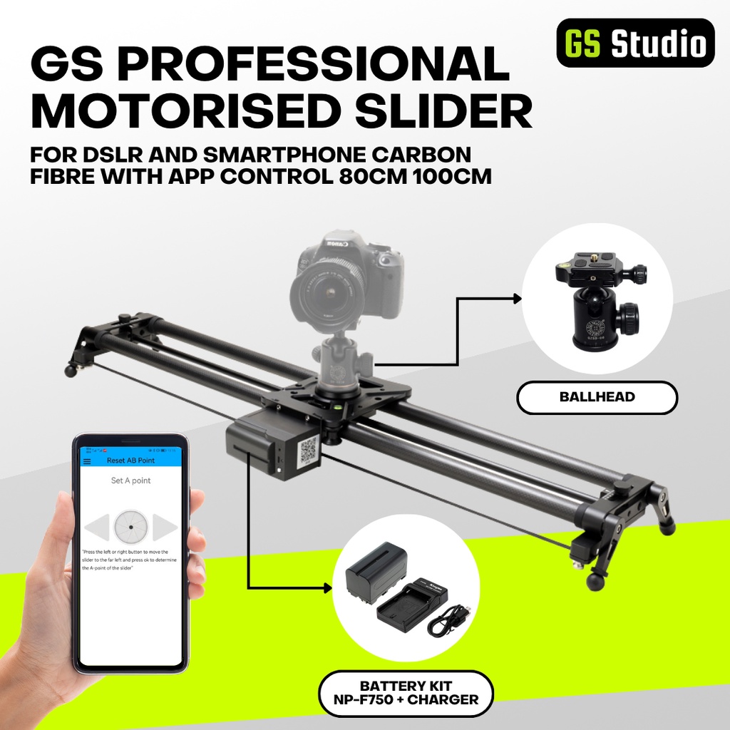 GS Professional Motorised Slider for DSLR and Smartphone Carbon Fibre