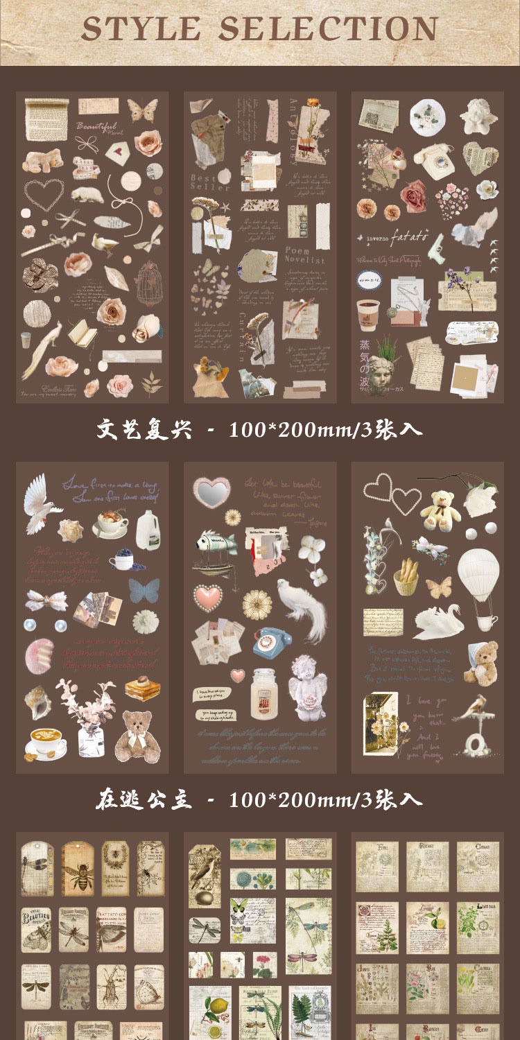 Journamm 3pcs/pack Vintage Stickers Collage Scrapbooking Materials DIY ...