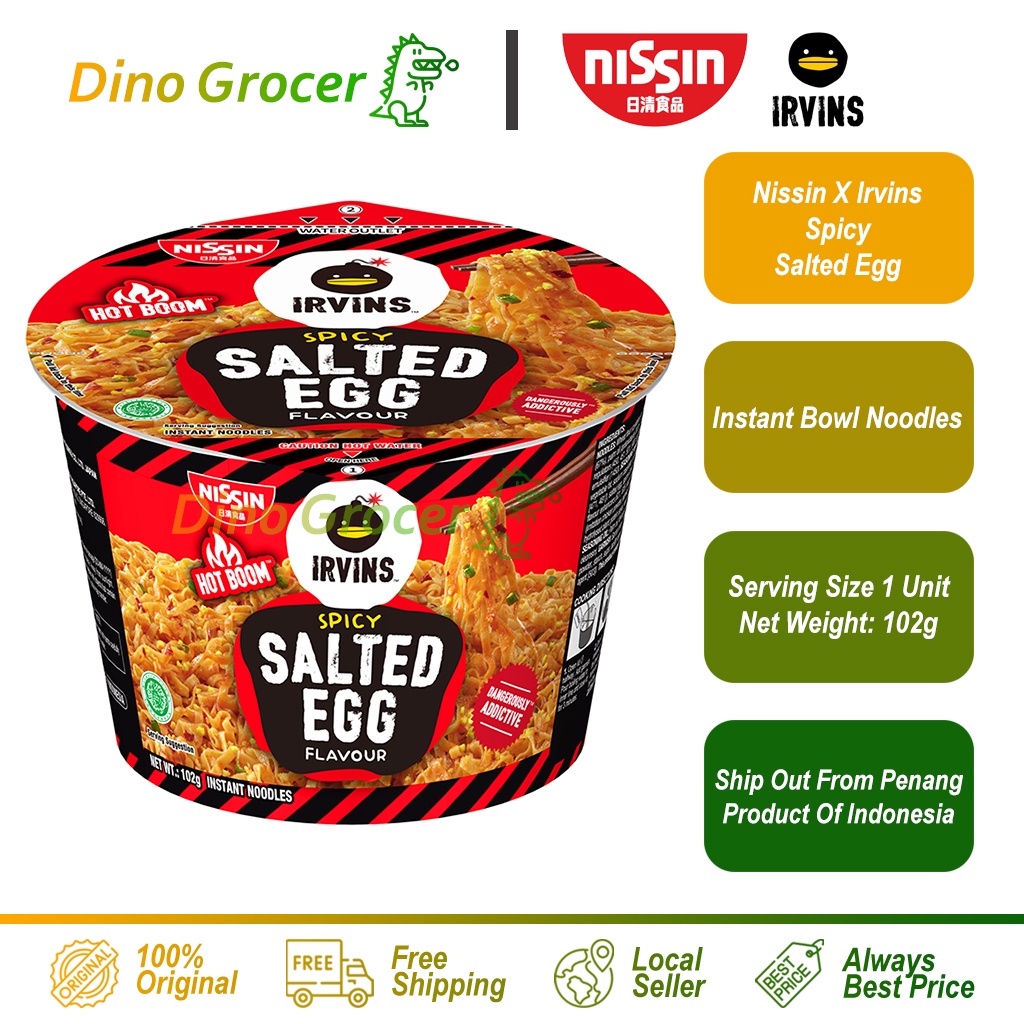Nissin X Irvins Instant Noodle Spicy Salted Egg Flavour 102g 日清 碗面 辣咸蛋味 ...