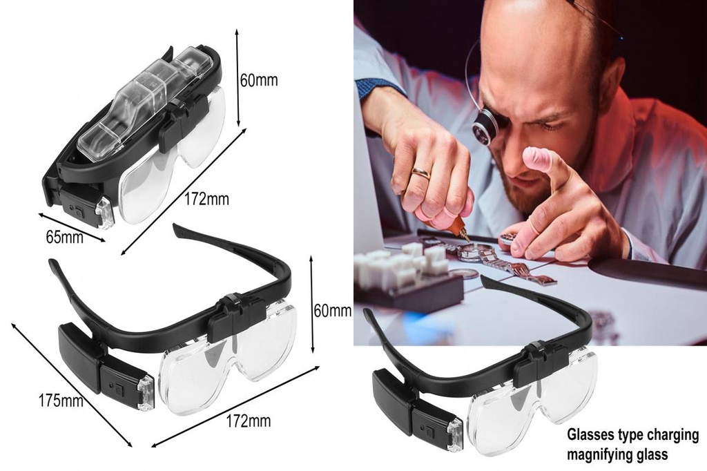 YYR_ Rechargeable Reading Glasses Illuminated Magnifying Reader with ...