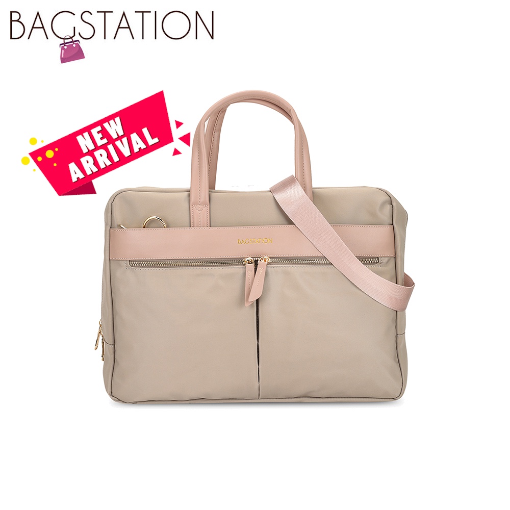BAGSTATION Trimmed Convertible Laptop Bag (Black/Grey/Navy Blue/Pink) Shopee Malaysia