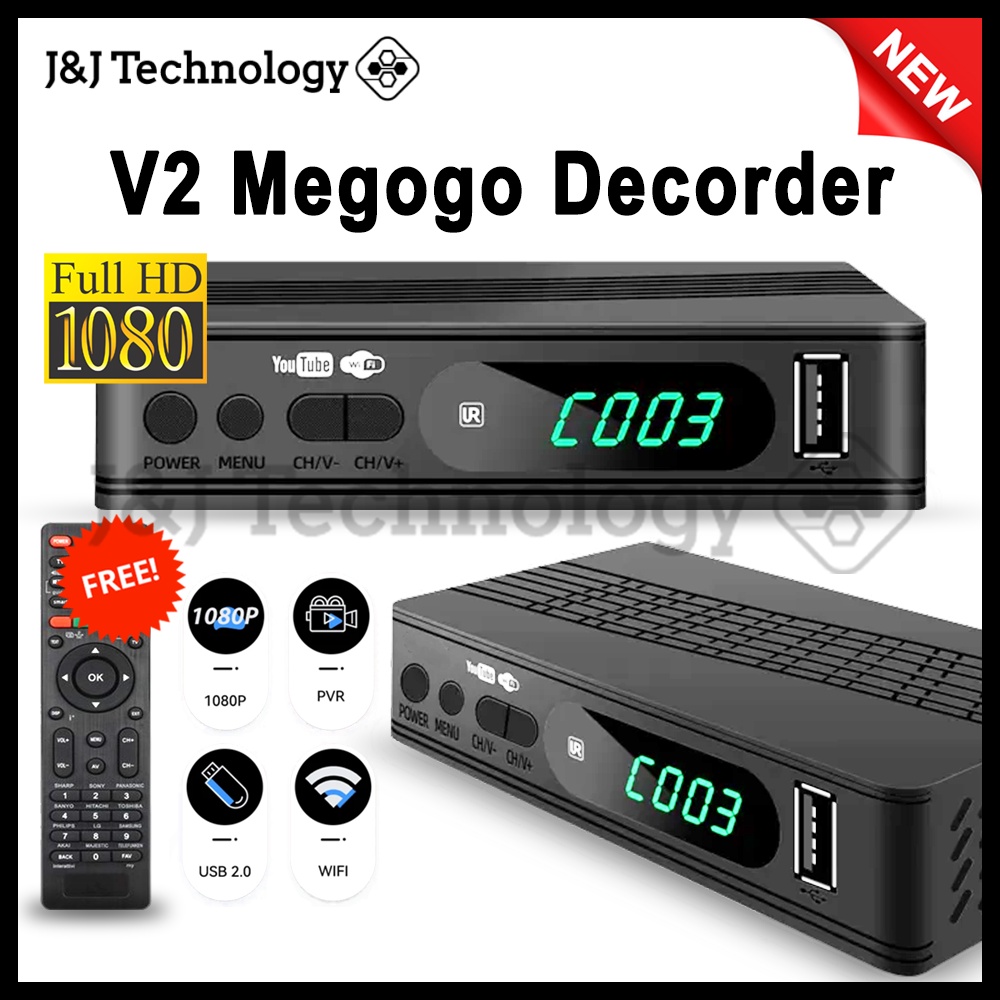 JNJ Technology Full HD 1080P V2 Megogo Decorder DVBT2 Digital TV Tuner