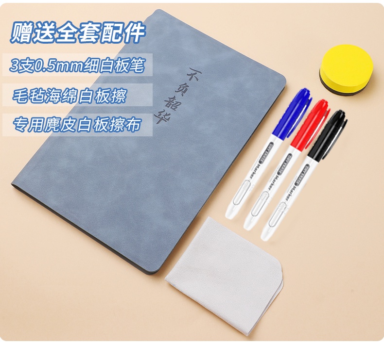A5 Whiteboard Notebook Writing Pad Kids Draft Book Erasable Note Board ...