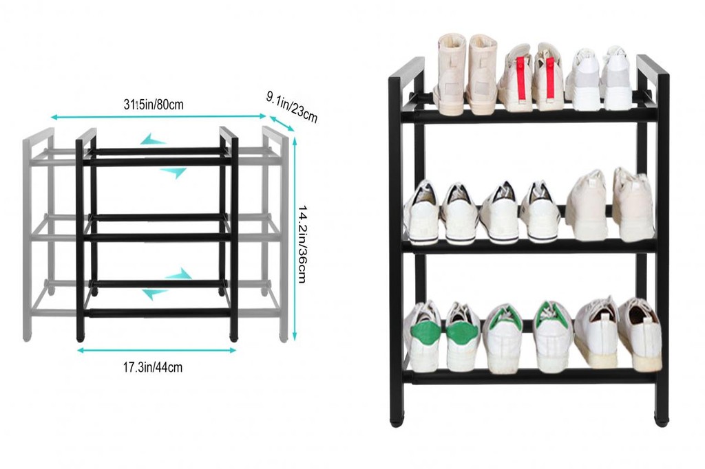 AREL Easy Assembly Shoe Rack Versatile Shoe Rack Adjustable 3-tier Shoe ...