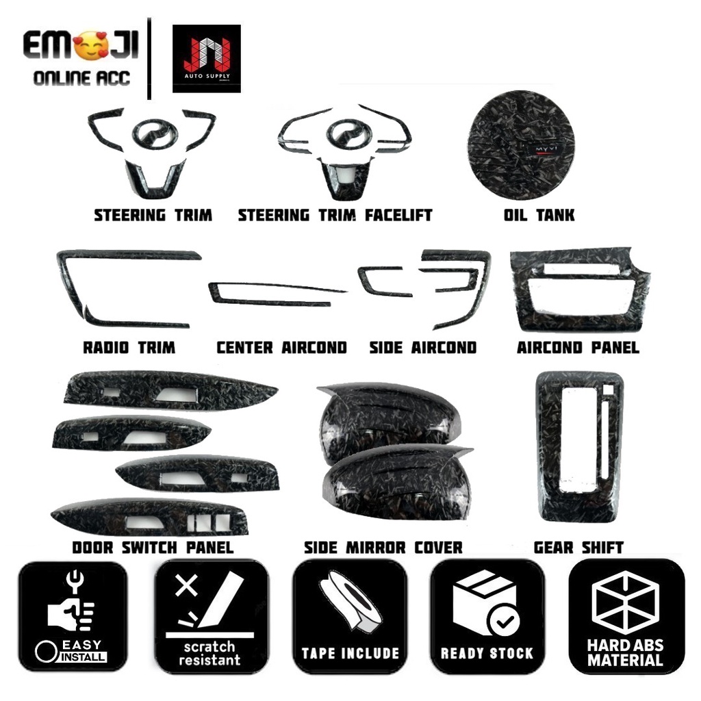 / Carbon Fiber / Walnut Wood Perodua Myvi Accessories 2018 2023