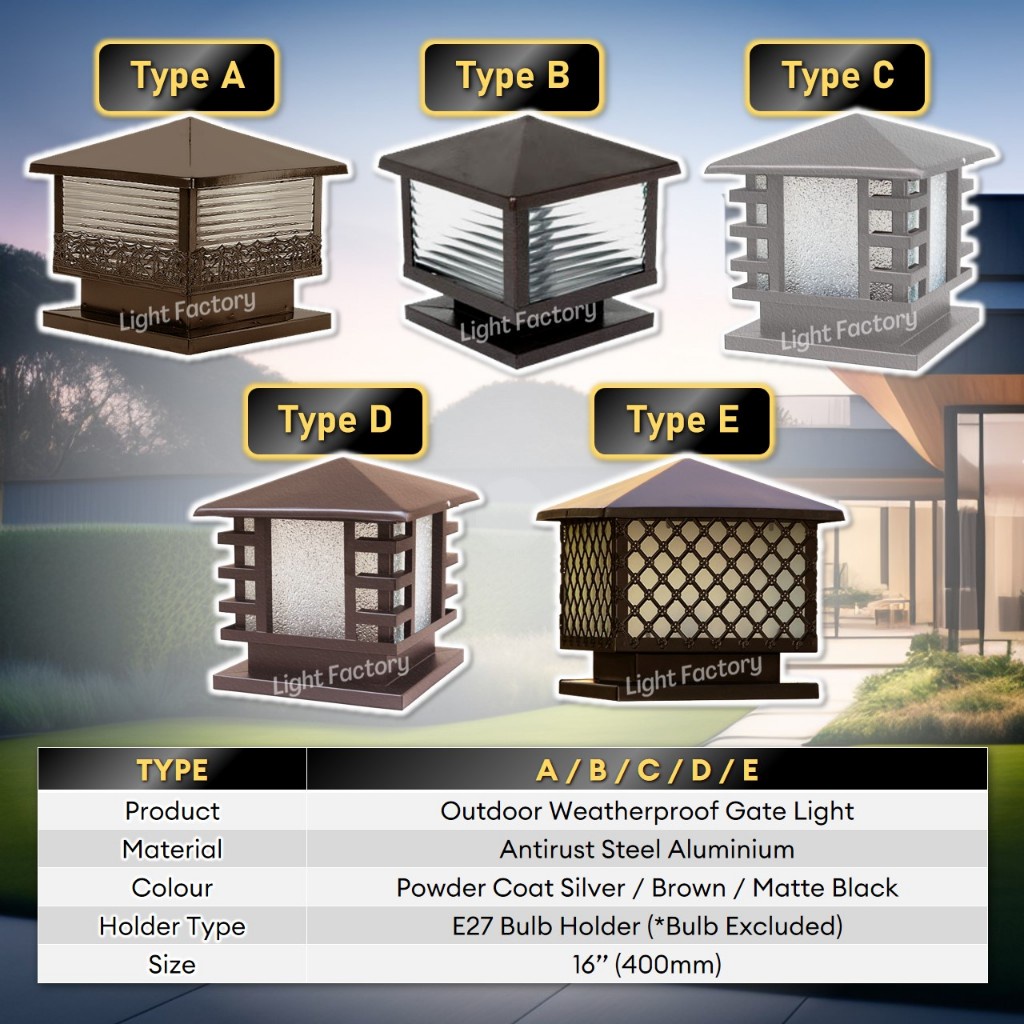 400MM Outdoor Gate Light Outdoor Gate Lamp IP65 Weatherproof Outdoor ...